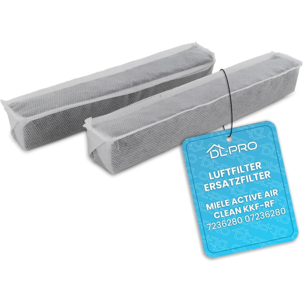 imageDLpro Lot de 2 filtres antiodeurs compatibles avec Miele Active AirClean 7236280 KKFRF Filtre charbon actif Filtre air contre les odeurs dsagrables dans le rfrigrateur et le conglateur