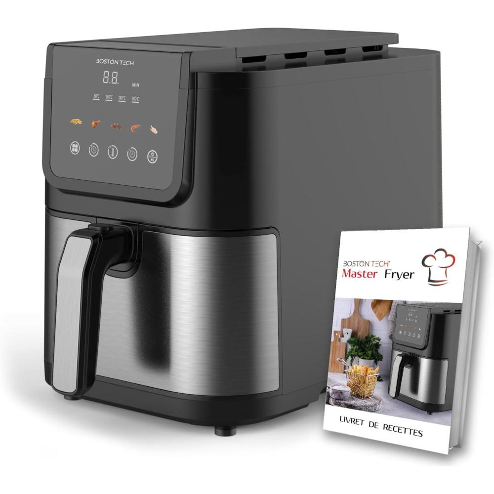 imageFriteuse  air Boston Tech 1500W 5 programmes cran LED commande tactile temprature rglable panier avec revtement cramique sans PFAS 35 plus longue minuterie5L