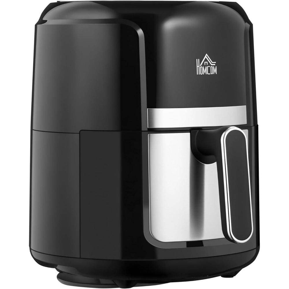 imageHOMCOM Air fryer 4 L friteuse sans huile 1300 W 12 programmes cran tactile temprature rglable arrt automatique et panier antiadhsif 85 de matires grasses en moins sans BPA et PFOA noir
