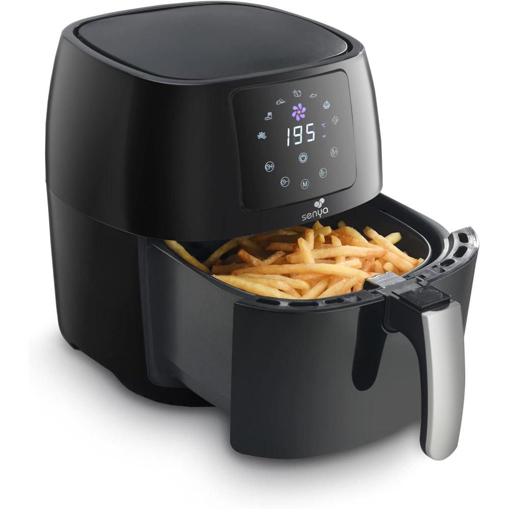 imageSENYA Friteuse sans huile air chaud multifonction 45L Air Fryer Couleur Blanche My Air Cook 7 programmes automatiques 1400W SYCKAF002WNoir