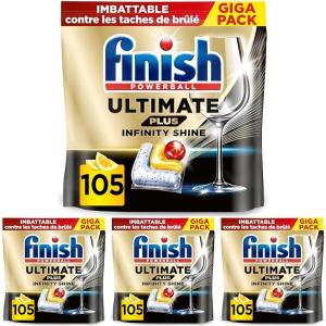 Finish Ultimate Plus Infinity Shine Pastilles Lave-Vaisselle, Propreté Intense & Brillance Étincelante, 146 Capsules(1 unité (Lot de 420))