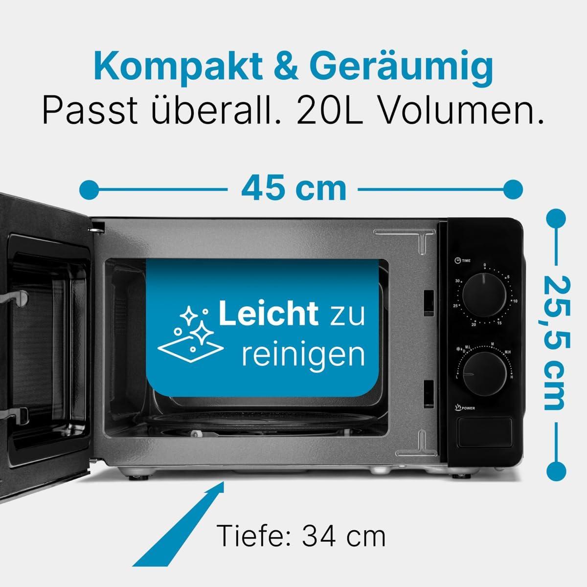 imageBomann Microondes avec espace de cuisson 20L ampamp clairage de lespace de cuisson 6 niveaux de puissance Minuterie de 30 minutes MW6014CB Noir