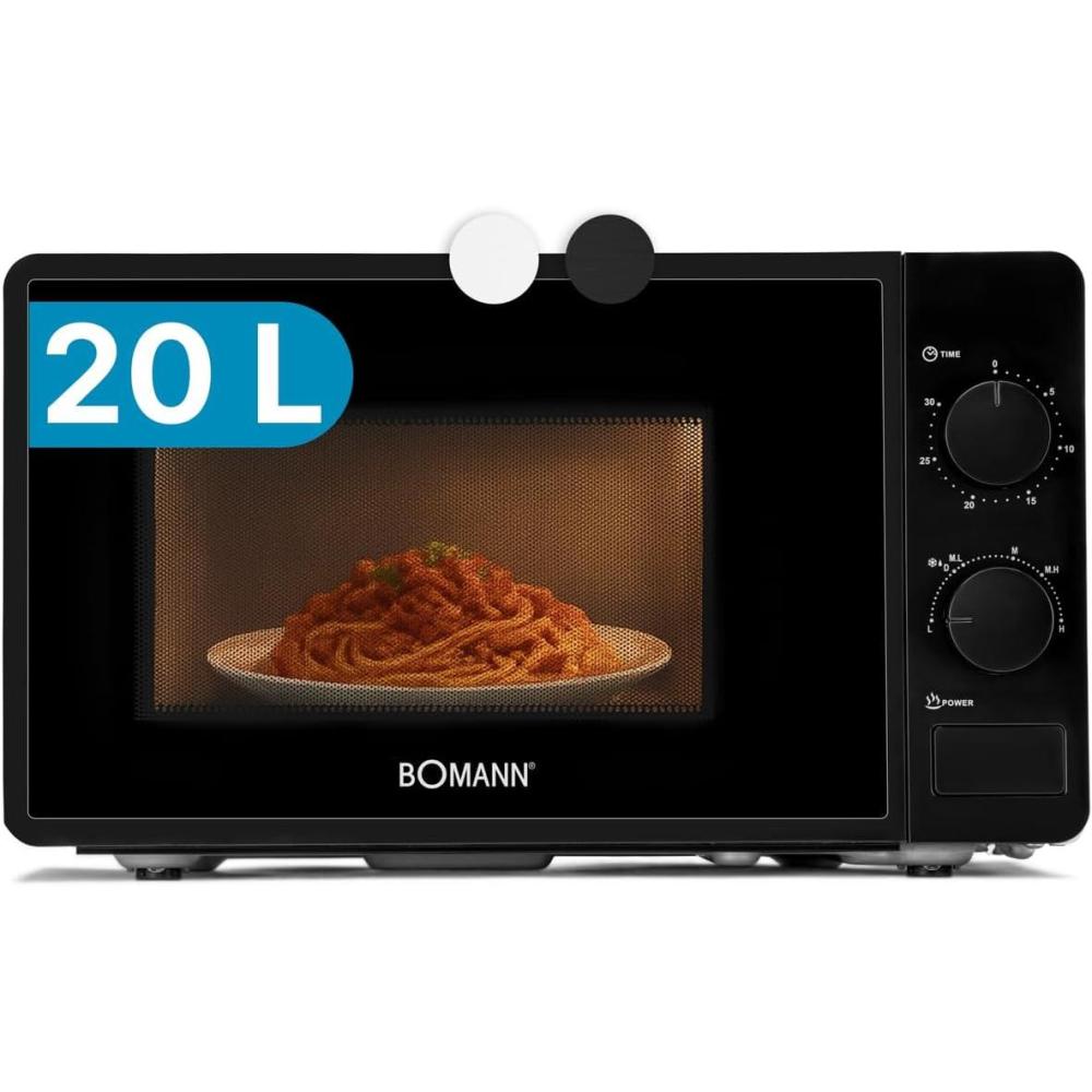 imageBomann Microondes avec espace de cuisson 20L ampamp clairage de lespace de cuisson 6 niveaux de puissance Minuterie de 30 minutes MW6014CB Noir