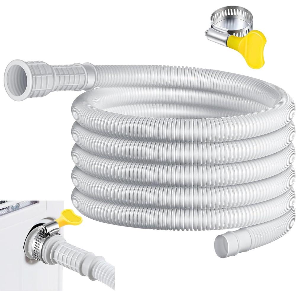 imageTuyau De Vidange Flexible Pour Climatiseur Et Dshumidificateur 4m Avec Pince Adaptateur En Caoutchouc Dcoupable3 Mtres