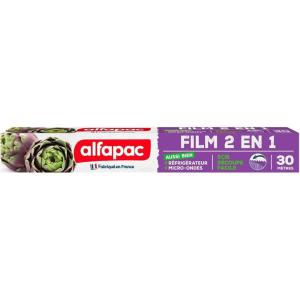 alfapac – film 2 en 1 30M- réfrigérateur et micro-ondes – fabriqué en France(30 mètres x 29 centimètres)