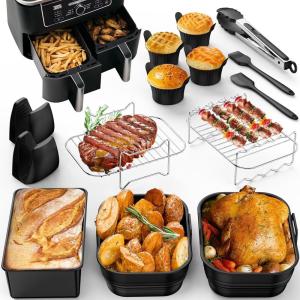 Accessoire Air Fryer Ninja, Moule Silicone Air Fryer pour Ninja Double Zone AF400EU AF300EU 7,6L-10,4L, Air Fryer Accessoires Pour Friteuse à Air – Grille Air Fryer, Moule à Gâteau, Moule Muffin etc