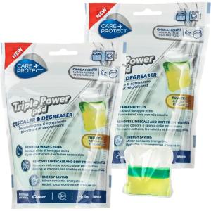 CARE+PROTECT Détartrant et Dégraissant en Capsules Triple Action pour Lave-Linge – Lave-Vaisselle – s&rsquo;Utilise Pendant le Cycle Normal – Nettoyant Permettant des Economies d&rsquo;Energie – 12 Capsules(12 capsules Triple Actif)
