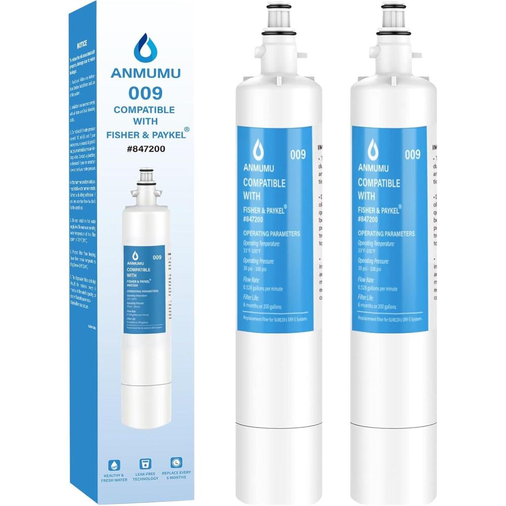 imageAnmumu Lot de 3 filtres  eau pour rfrigrateur Fisher ampamp Paykel NSF 42 de rechange pour 847200 E522 E422 E4022 Pack