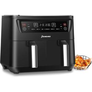 8L Dual Zone Air Fryer Friteuse à air 6 en 1 Air Fryer 2400W, compatible avec le rôtissage, la cuisson au four, la déshydratation, le dégivrage et le réchauffement pour préparer