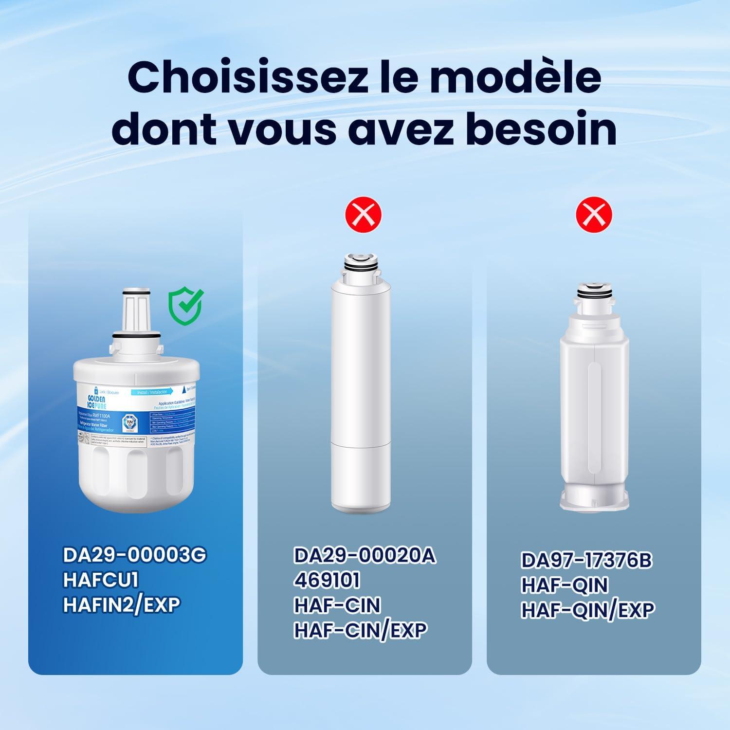 image:image3 Remplacement du filtre eau du rfrigrateur pour Samsung DA2900003G DA2900003B DA2900003A DA9706317A HAFIN1 paquet de GOLDEN ICEPURE facture disponible3 Count Pack of 1