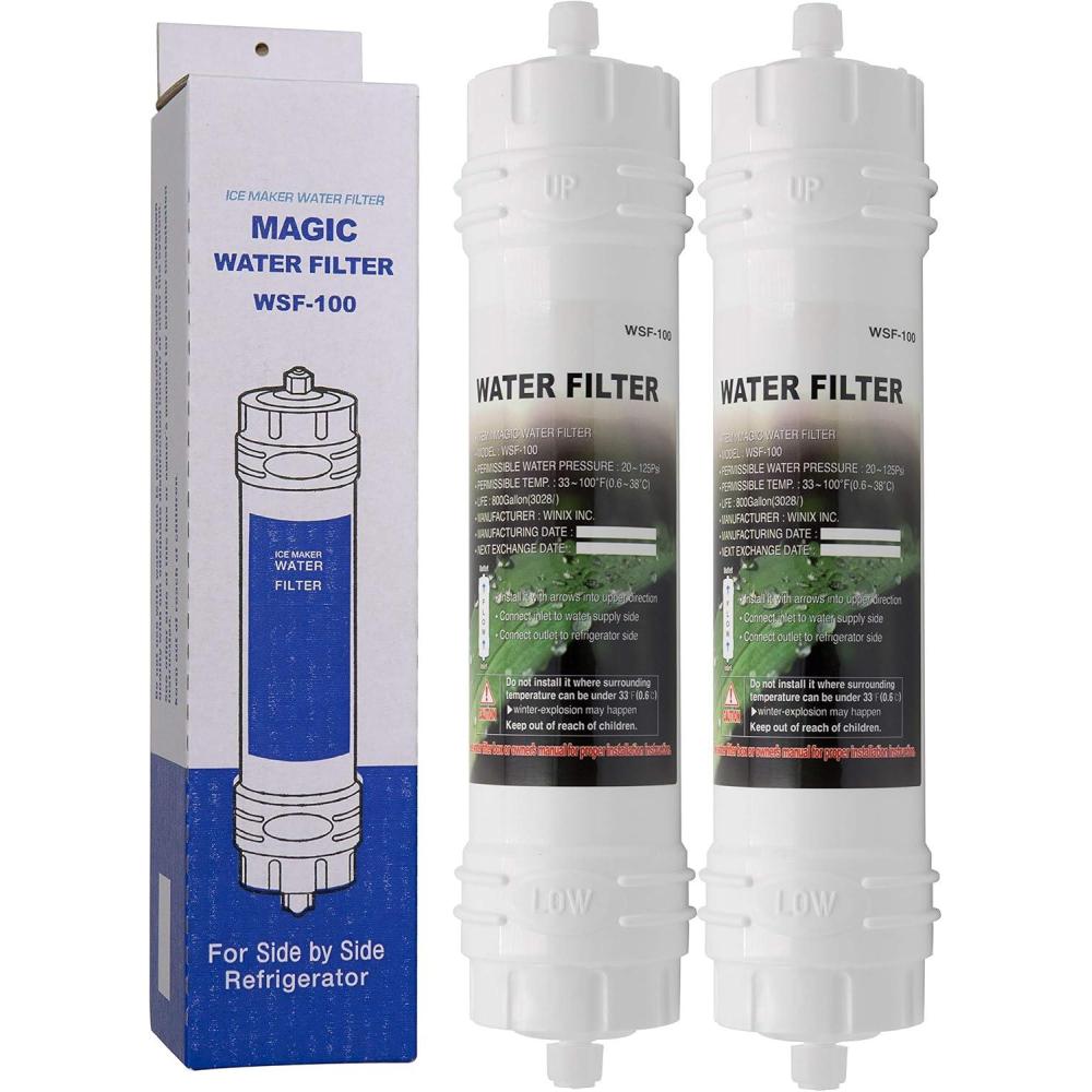 image:imageWSF100 Lot de 2 Filtre Eau pour rfrigrateur Samsung Cartouche filtrante Externe pour frigo amricain Filtre en Ligne WSF100