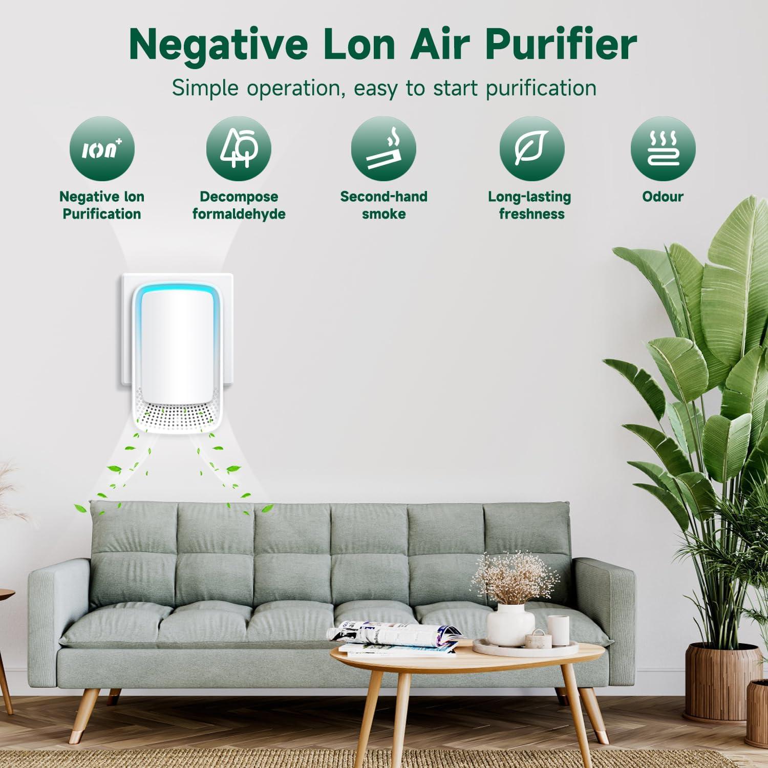 image:imageIonisateur Purificateur dair pour personnes allergiques lot de 3 purificateurs dair ions ngatifs brancher pour appartements salles fumeurs toilettes pour animaux domestiques bureaux