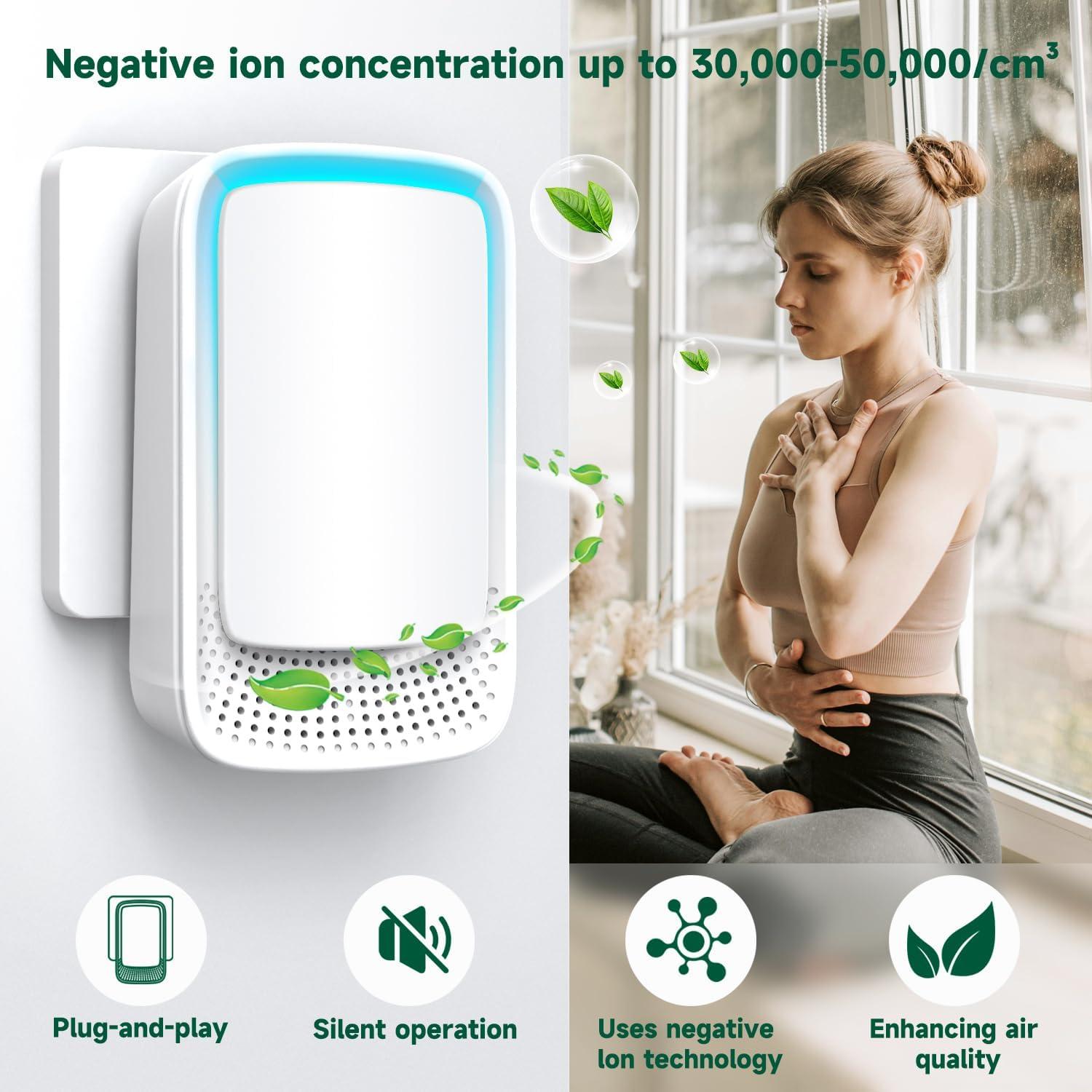 image:imageIonisateur Purificateur dair pour personnes allergiques lot de 3 purificateurs dair ions ngatifs brancher pour appartements salles fumeurs toilettes pour animaux domestiques bureaux