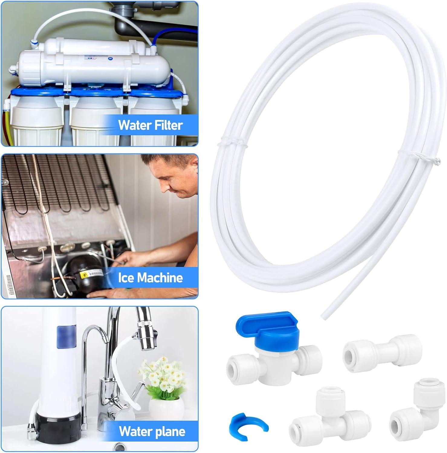 image:imageKit de Frigo Universel 10M Matriau POM Alimentation en Eau Connecteur de Tuyau de Rfrigrateur 14quot Kit de Filtre pour Rfrigrateur