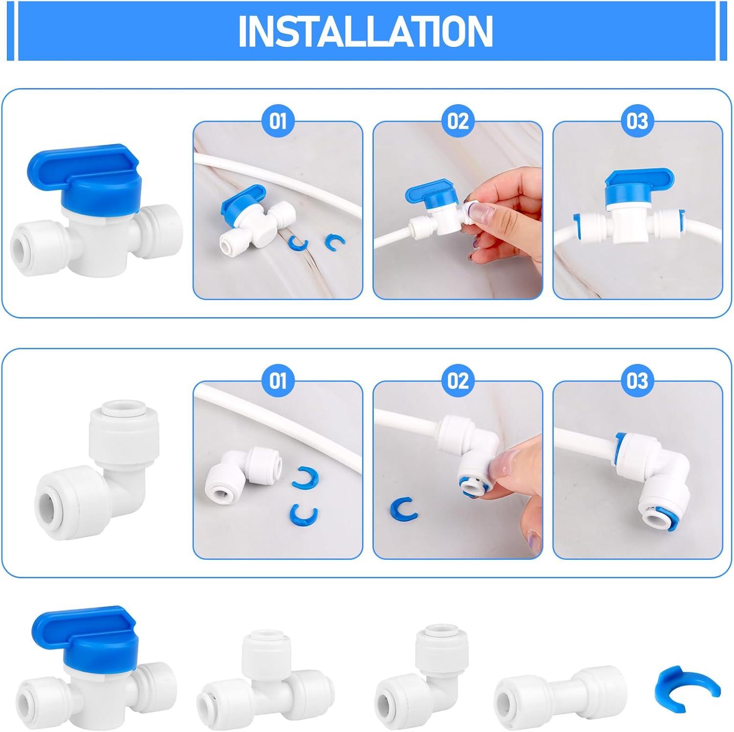 image:imageKit de Frigo Universel 10M Matriau POM Alimentation en Eau Connecteur de Tuyau de Rfrigrateur 14quot Kit de Filtre pour Rfrigrateur