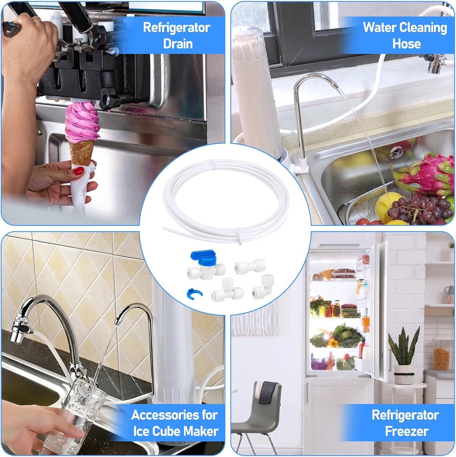 image:imageKit de Frigo Universel 10M Matriau POM Alimentation en Eau Connecteur de Tuyau de Rfrigrateur 14quot Kit de Filtre pour Rfrigrateur