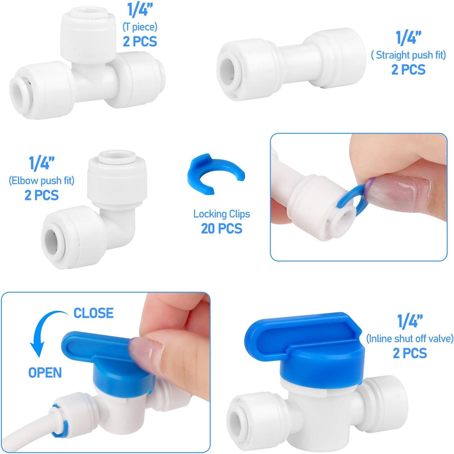 image:imageKit de Frigo Universel 10M Matriau POM Alimentation en Eau Connecteur de Tuyau de Rfrigrateur 14quot Kit de Filtre pour Rfrigrateur