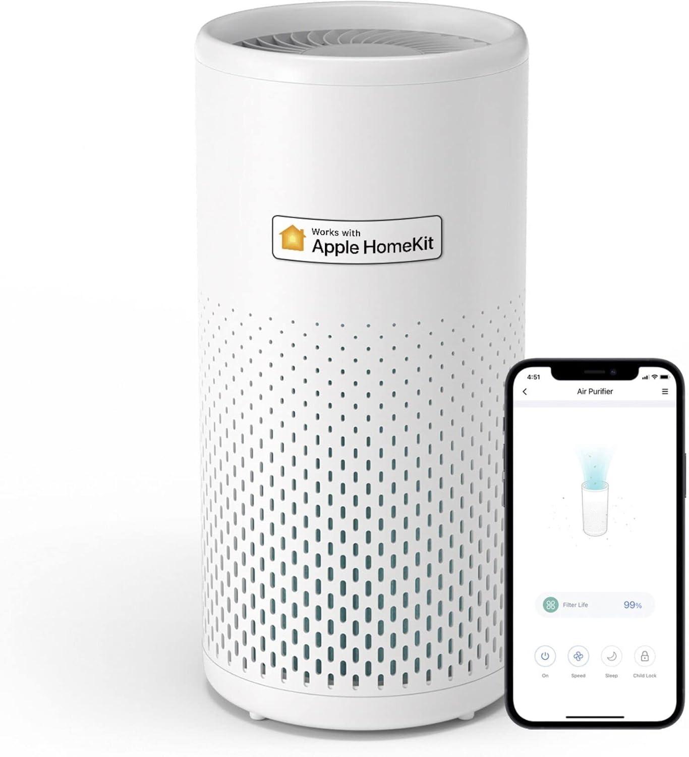 image:imageMeross Purificateur dAir Connect Compatible avec HomeKit Alexa et Google Home Purificateur dAir contre 9997 des Odeurs de Pollen et de Poussire Silencieux 24dB CADR 160m3h jusqu 19m2