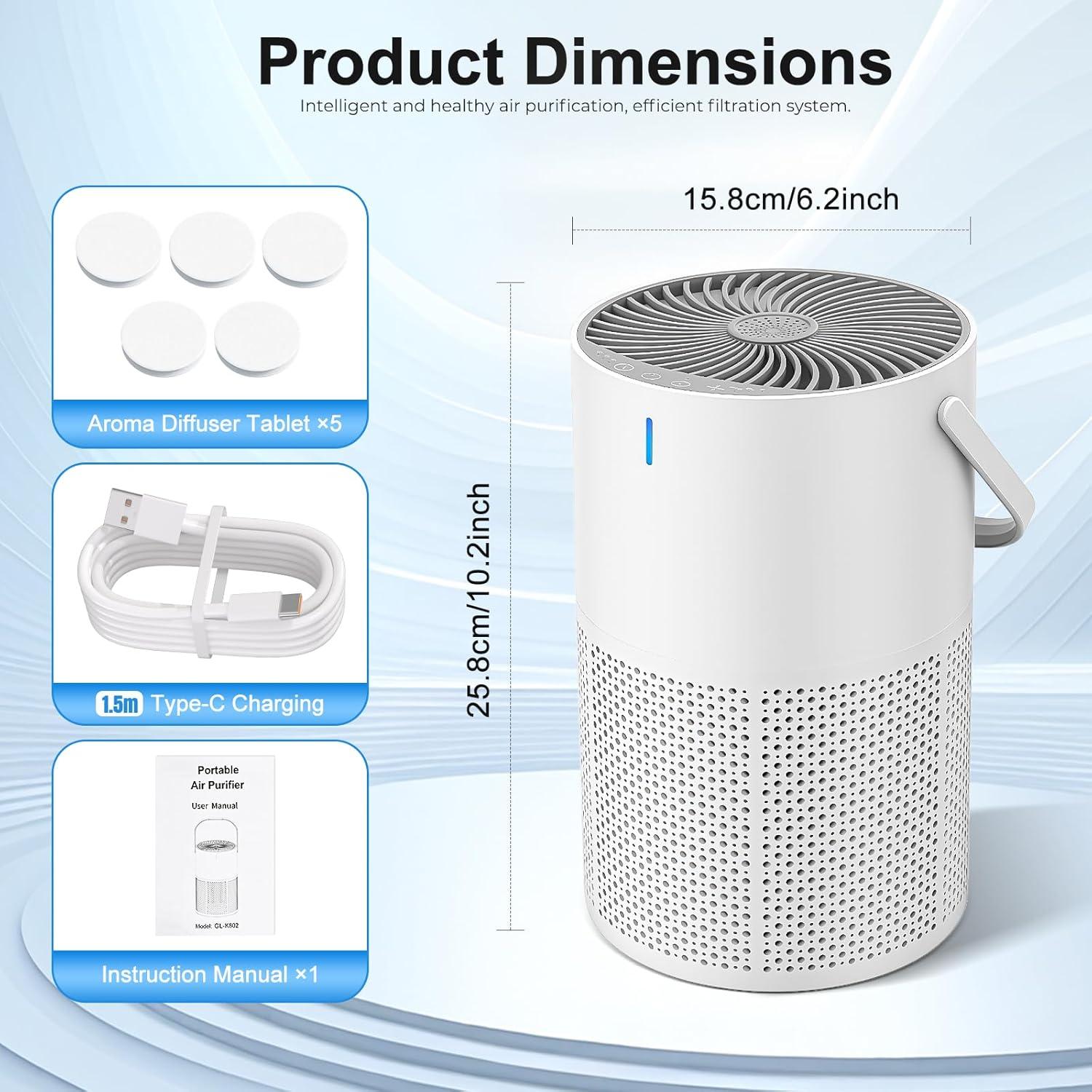 image:imagePurificateur dairAir purifierPurificateur dair hepaAir Purifier HEPAavec ponge dAromathrapie3 VitessesCapteur Intelligentpour limine Pollen Fume Poils dAnimaux