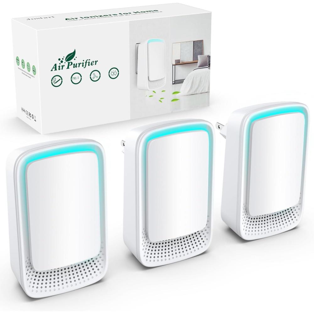 image:imageIonisateur Purificateur dair pour personnes allergiques lot de 3 purificateurs dair  ions ngatifs  brancher pour appartements salles fumeurs toilettes pour animaux domestiques bureaux