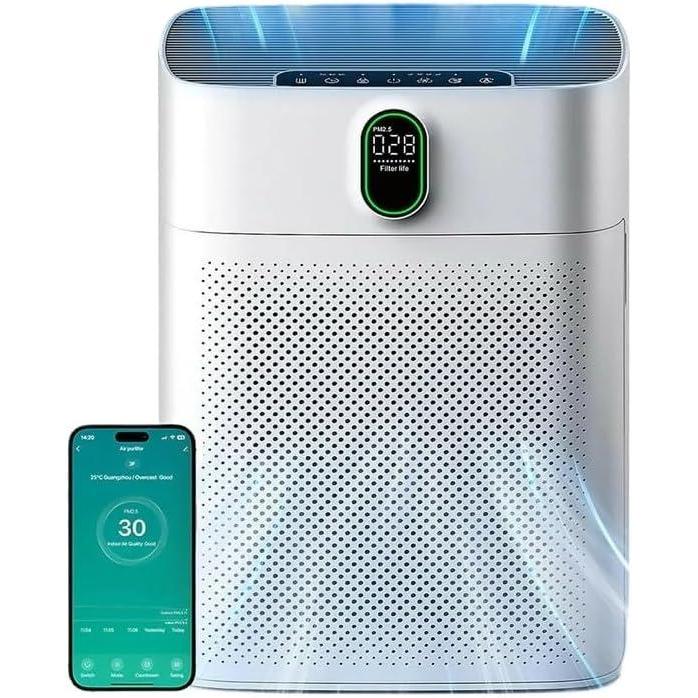 image:imageOryzom Purificateur dair intelligent V1 Pro Filtration HEPA puissante avec capteur PM25 application et commande vocale pour un air intrieur purBlancBlanc