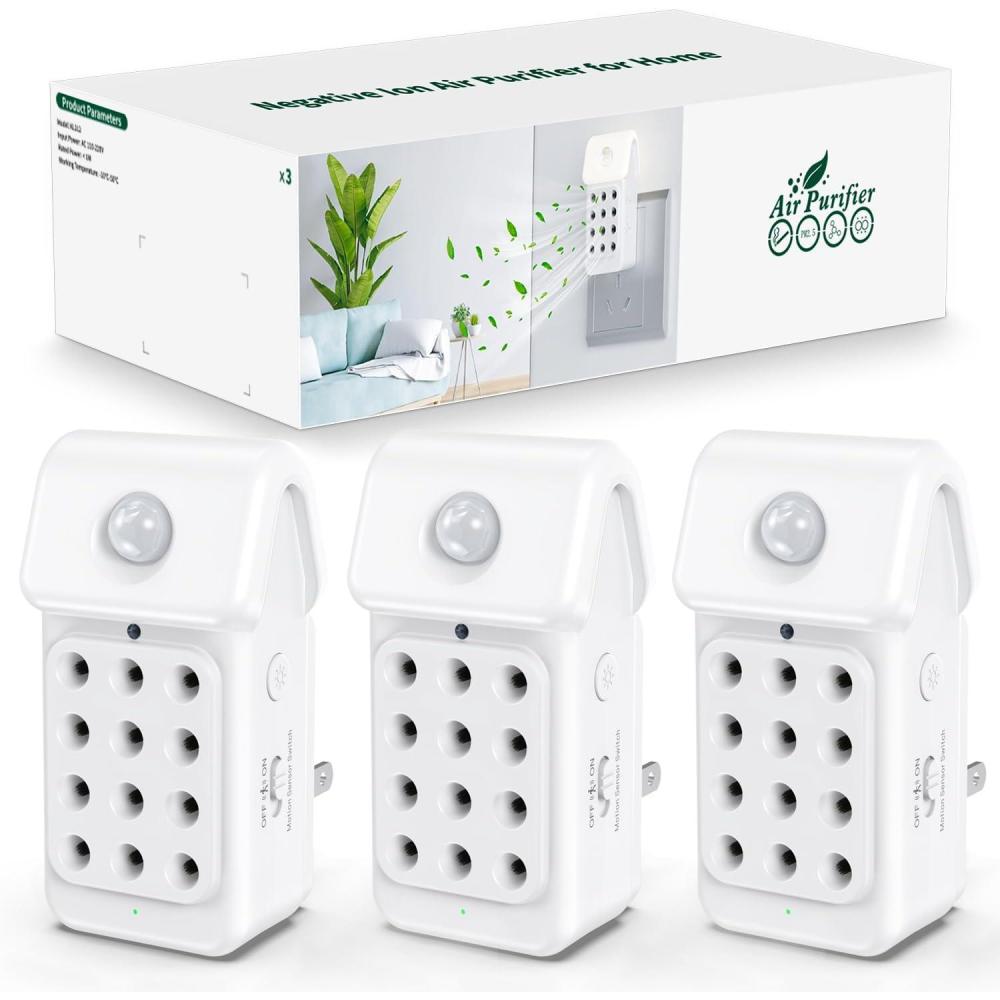 image:imagePurificateur dair antiallergnes purificateur dair ionique 3 pices avec capteur de lumire adapt aux pices fumeurs cuisines salles de bains et pices avec animaux domestiques