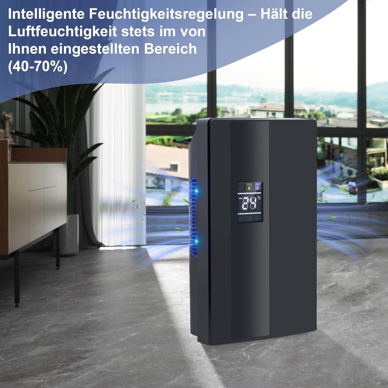 image:imageCITYBEE Dshumidificateur lectrique compact et mobile 2000 ml Dshumidificateur et dshumidificateur Pour cave et chambre coucher Tlcommande Minuterie 24 h Nettoyage UV Noir