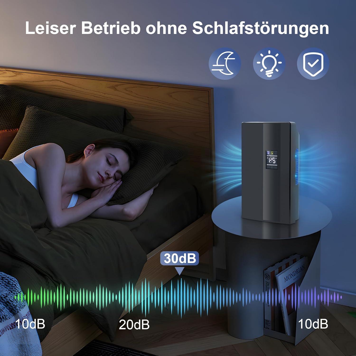 image:imageCITYBEE Dshumidificateur lectrique compact et mobile 2000 ml Dshumidificateur et dshumidificateur Pour cave et chambre coucher Tlcommande Minuterie 24 h Nettoyage UV Noir