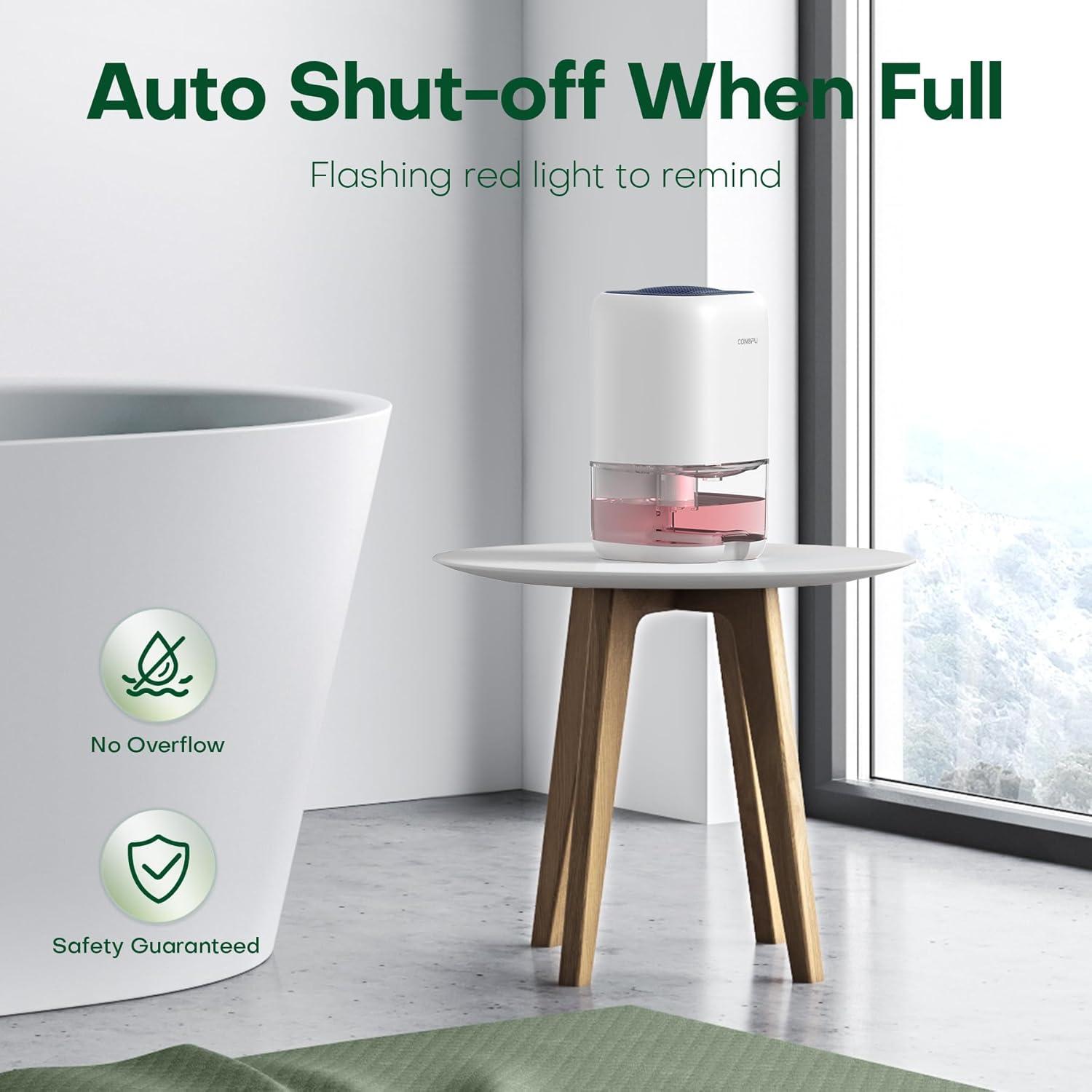 image:imageCONOPU Deshumidificateur d air Deshumidificateurs la Maison Arrt Automatique et Lumire LED Colore Portable et Ultra Silencieux Chambre Bains Armoire WhiteWhite Blue