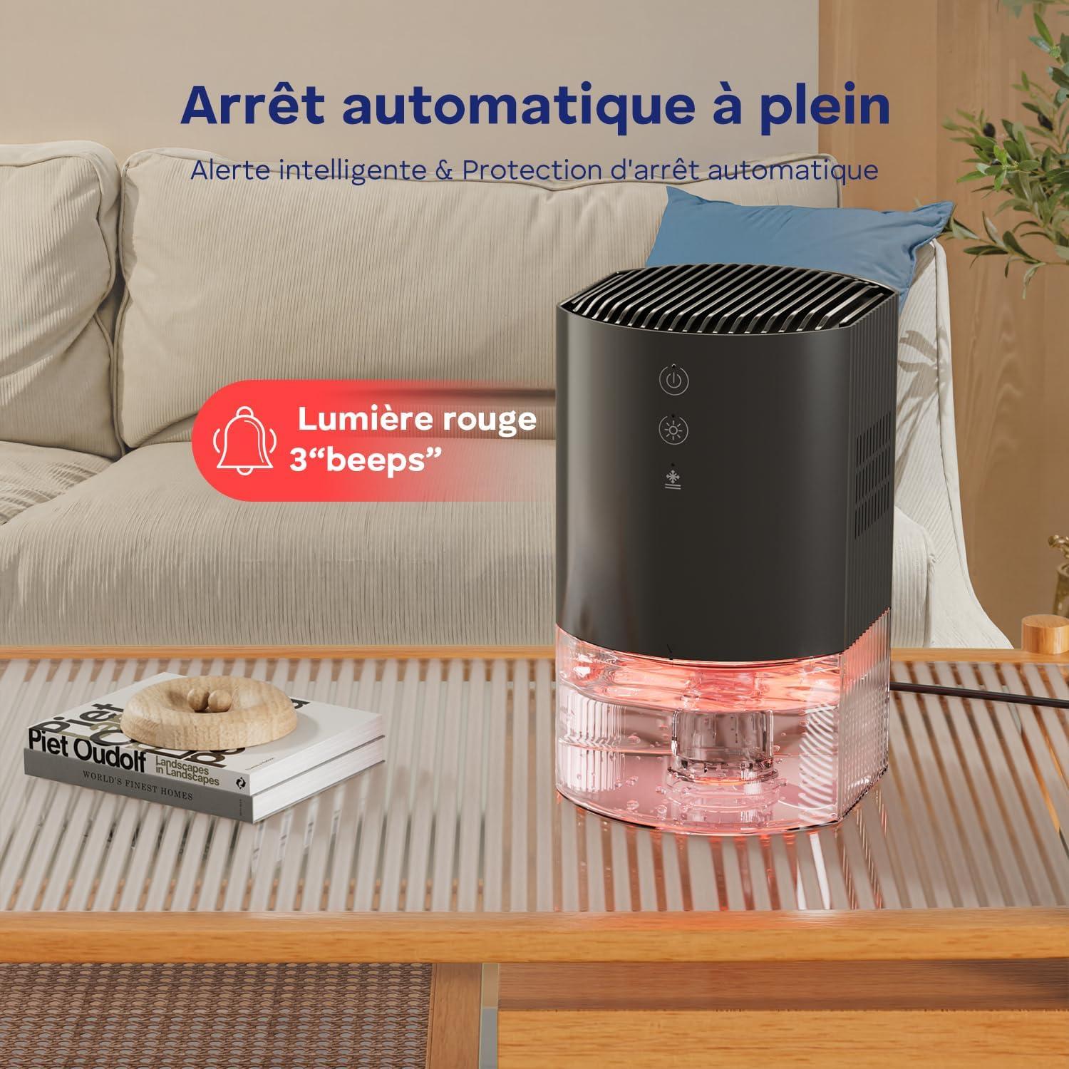 image:imageDeshumidificateur d Air 990ML Dshumidificateurs pour la Maison Dgivrage Automatique Arrt Automatique 23W 7 Couleurs LED Portable Dshumidificateurs pour Chambre