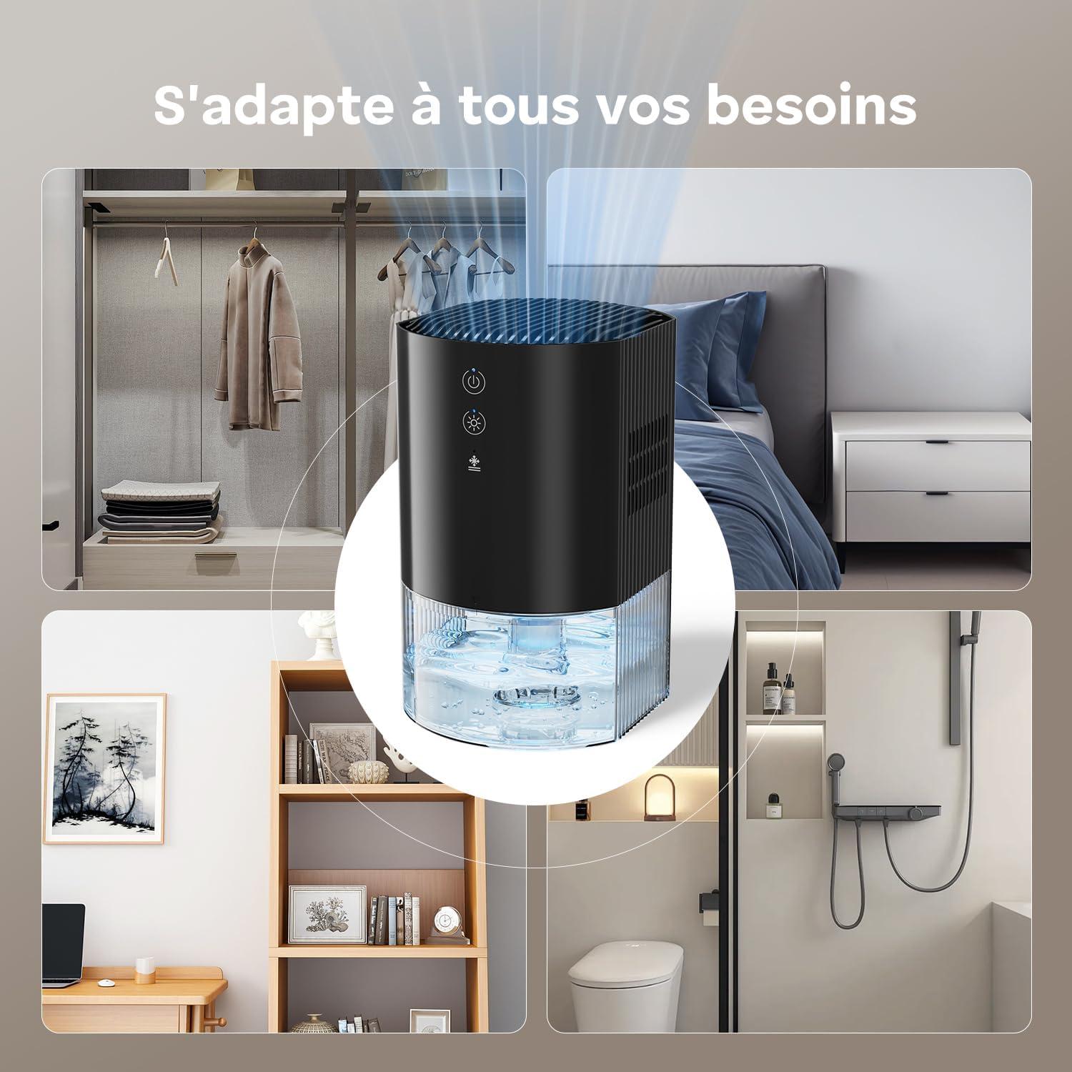 image:imageDeshumidificateur d Air 990ML Dshumidificateurs pour la Maison Dgivrage Automatique Arrt Automatique 23W 7 Couleurs LED Portable Dshumidificateurs pour Chambre