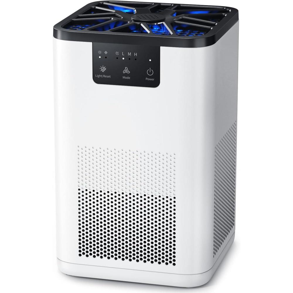 image:imageAROEVE Purificateur dair Pour Chambre Coucher Purificateur Dair Avec Fonction Daromathrapie Pour Les Odeurs De Fume De Pollen De Poils Danimaux Et De Cheveux 20 Db Purificateur Dair Pour Ch