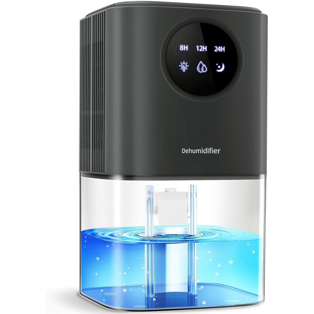 image:imageDeshumidificateur dair 1700ML Anti Moisissure PKBOSS 225W co Electrique Dshumidificateurs Silencieux Maison avec LED 7 Couleurs Minuteur ampamp Arrt Automatique pour ChambreSalle de bainLingeGrisGris