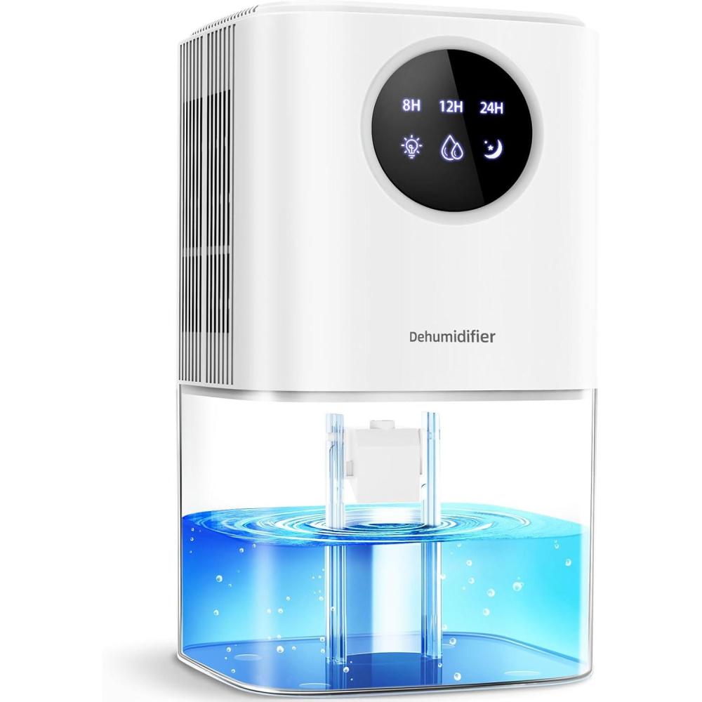 image:imageDeshumidificateur dair 1700ML Anti Moisissure PKBOSS 225W co Electrique Dshumidificateurs Silencieux Maison avec LED 7 Couleurs Minuteur ampamp Arrt Automatique pour ChambreSalle de bainLingeGrisBlanc