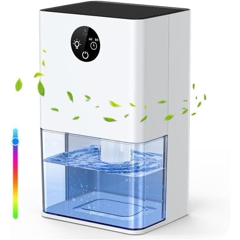 image:imageDeshumidificateur dair Anti Moisissure Silencieux 1800ML Dshumidificateur Electrique Portable avec 48H Minuterie Dgivrage Automatique 7 Couleurs Lumires pour ChambreSalle de BainMaisonBureau