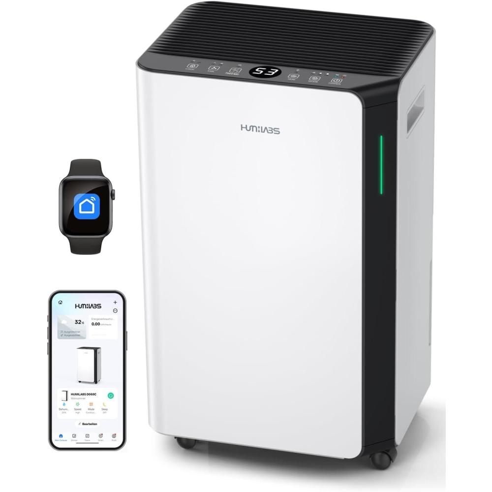 image:imageHUMILABS Dshumidificateur lectrique 20 l pour pices de 60 mapplication et dshumidificateur WiFiavec tuyau de vidangerservoir deau de 45 l3 modes de fonctionnementminuterie 24 h