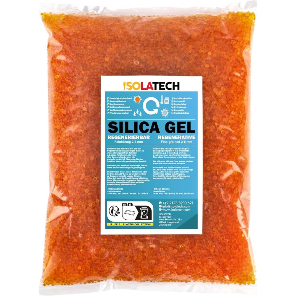 image:imageISOLATECH Silica Gel rgnrable dshydratant orange sac de 18 kg Gel de silice dshumidificateur Silicagel Convient galement comme schefilament1 3kg