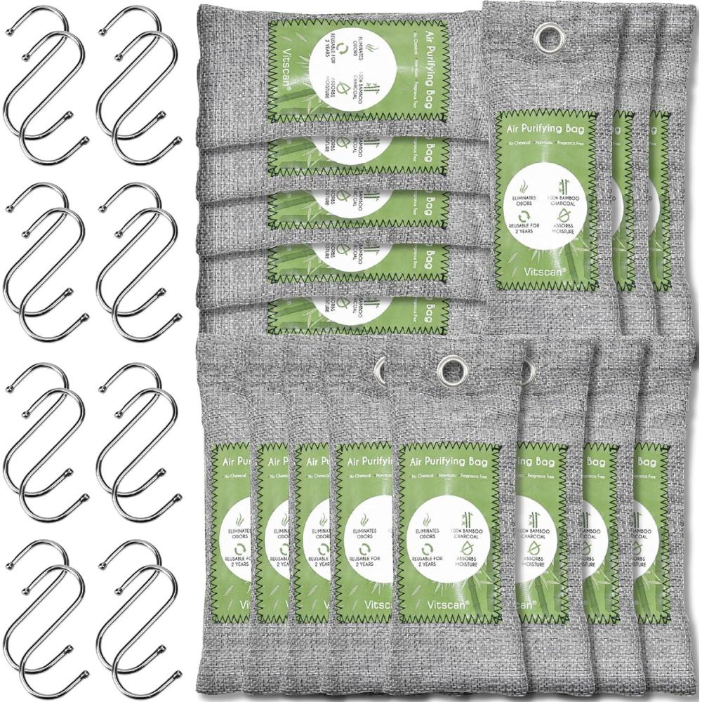 image:imageLot de 8 sacs purificateurs dair au charbon de bambou absorbent les odeurs absorbent lhumidit dodorant naturel pour voiture dsodorisant pour chaussures liminateurs dodeurs pour la maison50g16