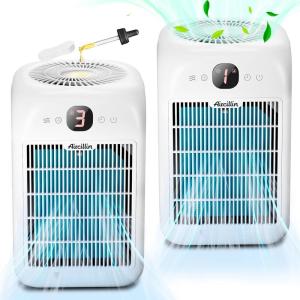 2 Pièces Purificateur d&rsquo;air, CADR 180m³/h, Entrée d&rsquo;air Double Face Air Purifier H13 HEPA capturer 99,97% De Fumée Pollen Poussière Jusqu&rsquo;à 0,1 Micromètre, avec Minuteur, 25dB(White-2PCS)