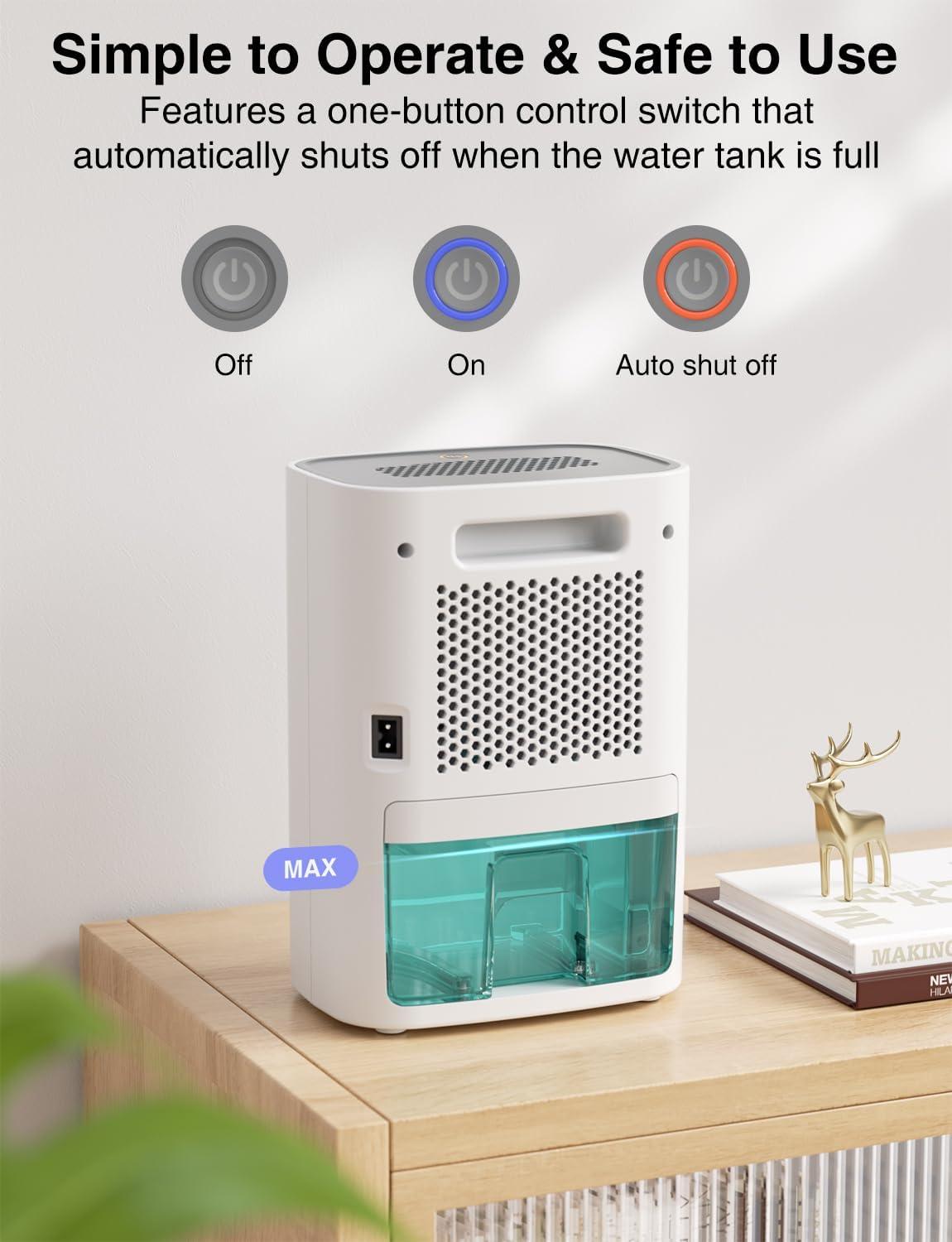 image:imageClevast Dshumidificateur dAir 850ml Dshumidificateur lectrique Ultra Silencieux 24dB avec Arrt Automatique Portable et Mini Dshumidificateur pour Maison Chambre Salle De Bain Placardstandard