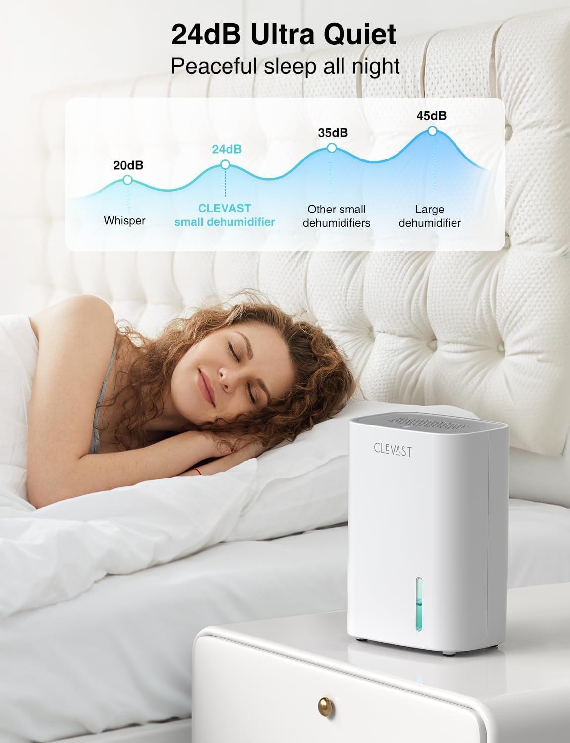 image:imageClevast Dshumidificateur dAir 850ml Dshumidificateur lectrique Ultra Silencieux 24dB avec Arrt Automatique Portable et Mini Dshumidificateur pour Maison Chambre Salle De Bain Placardstandard