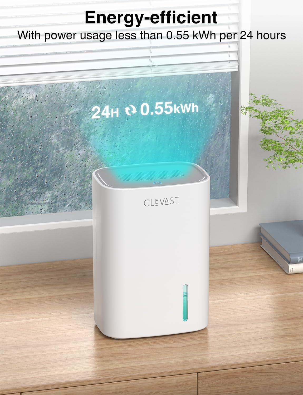 image:imageClevast Dshumidificateur dAir 850ml Dshumidificateur lectrique Ultra Silencieux 24dB avec Arrt Automatique Portable et Mini Dshumidificateur pour Maison Chambre Salle De Bain Placardstandard