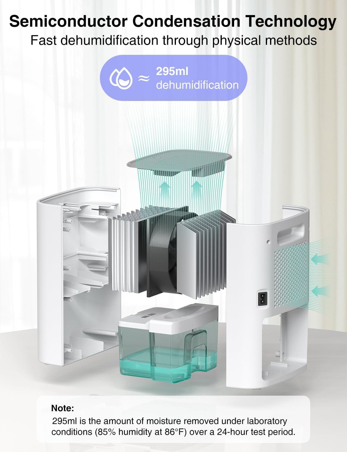 image:imageClevast Dshumidificateur dAir 850ml Dshumidificateur lectrique Ultra Silencieux 24dB avec Arrt Automatique Portable et Mini Dshumidificateur pour Maison Chambre Salle De Bain Placardstandard