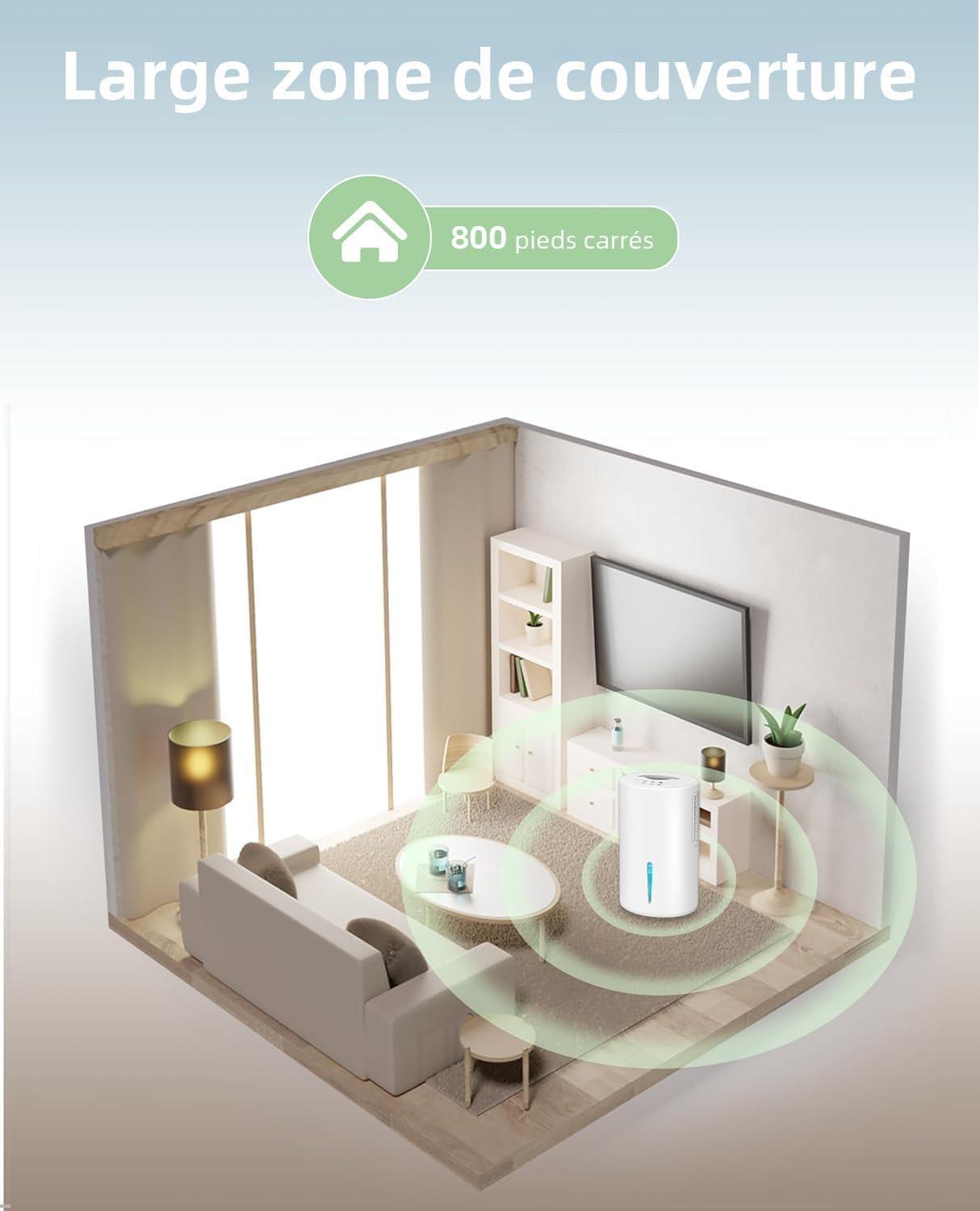 image:imageDeshumidificateur d Air 2000mlDshumidificateur lectrique Compact et Silencieux pour Chambre Coucher Avec 7 Couleurs de Lumire pour Chambre Armoire de Salle de Bain RV CuisineVertVert