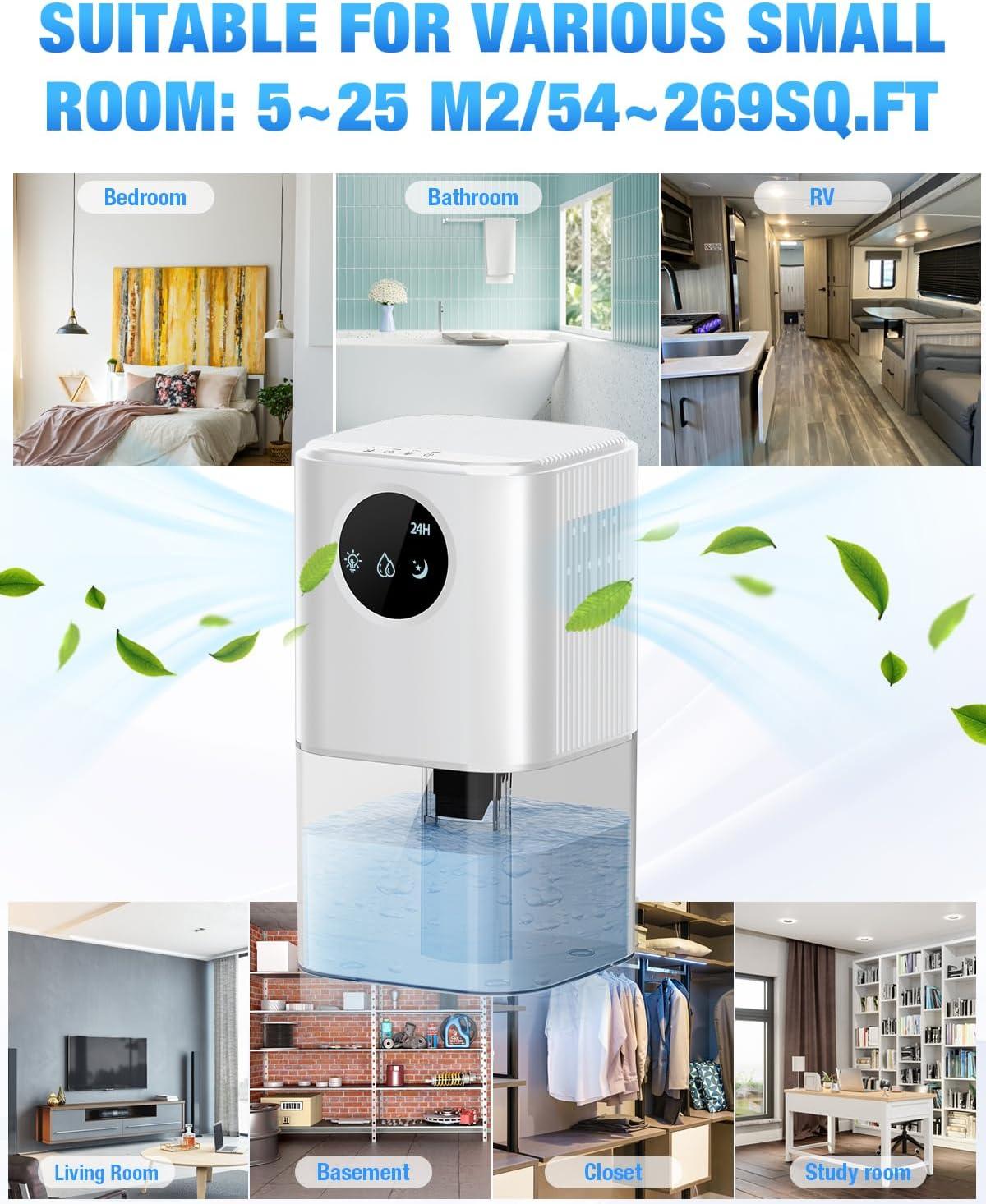 image:imageDeshumidificateur d air1700ml Homtronics Deshumidificateur d Air Anti Moisissure avec Lumire LED 7 Couleurs Minuterie 81224HPortableSilencieux pour ChambreMoisissuresBainArmoire