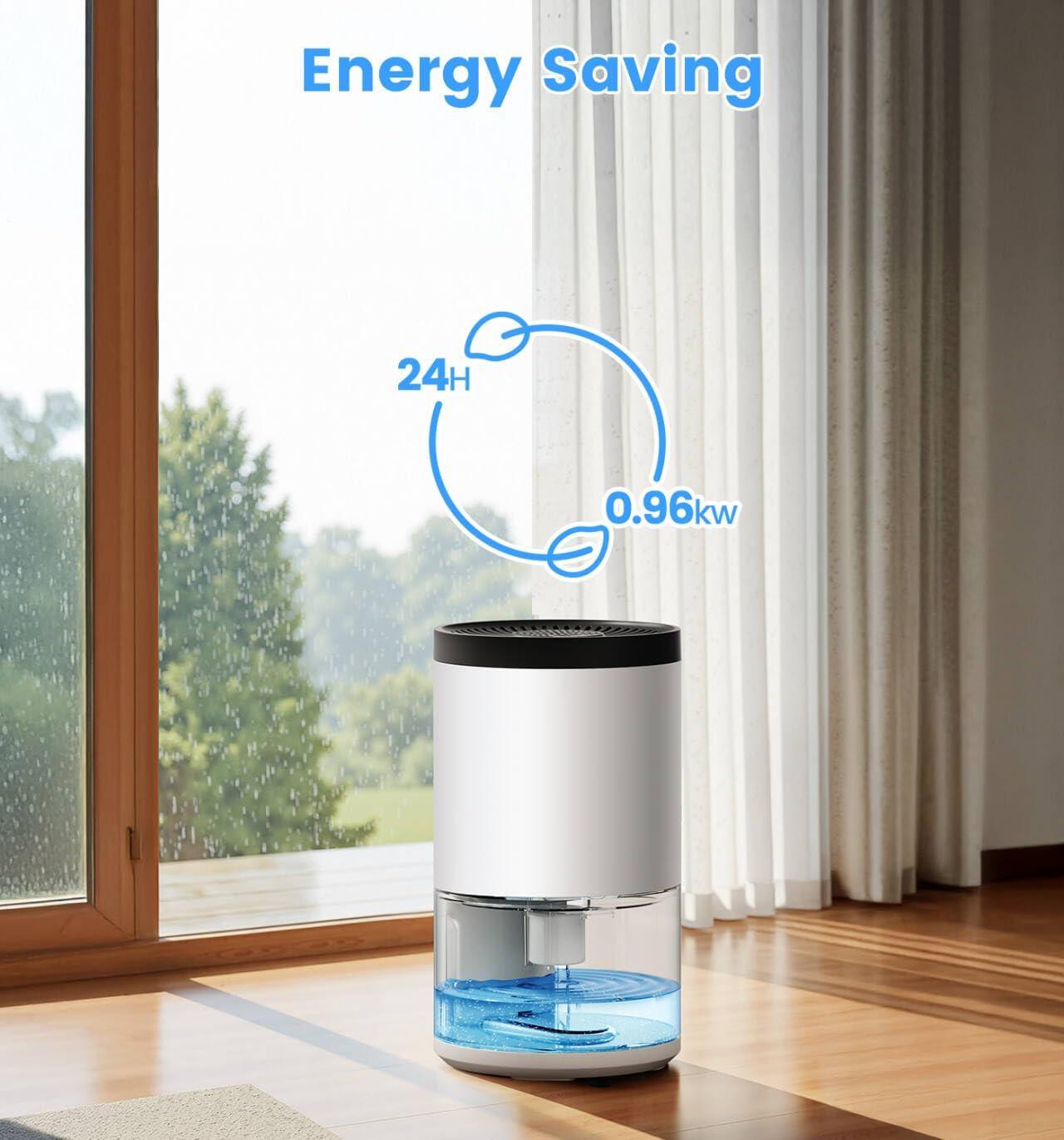 image:imageJonwall Dshumidificateur pour la Maison 1000ml Mini Dshumidificateur Portable Dshumidificateurs Silencieux lectrique avec arrt Automatique et 7 LED Colores pour Chambre Salle de Bain Armoire