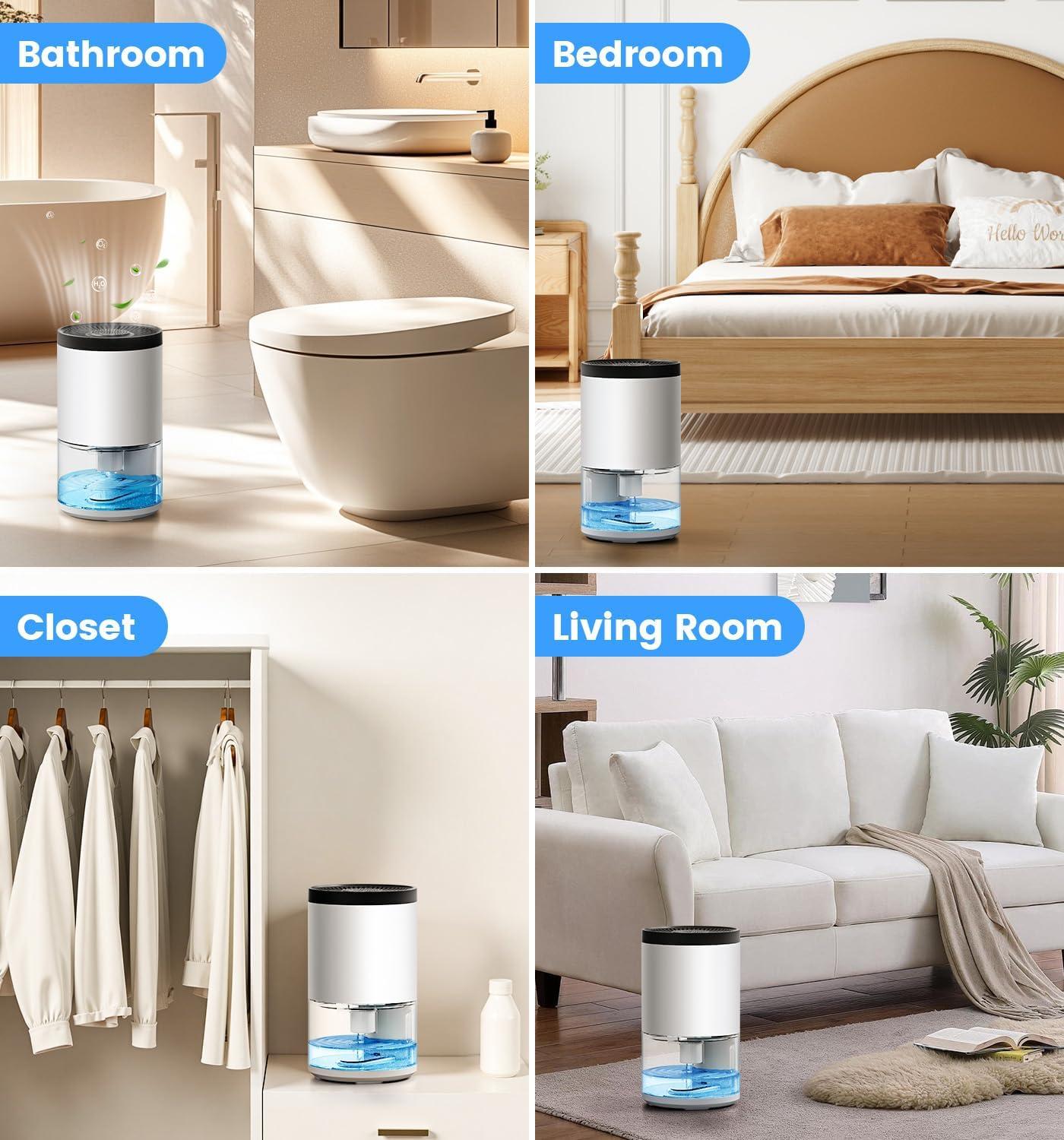 image:imageJonwall Dshumidificateur pour la Maison 1000ml Mini Dshumidificateur Portable Dshumidificateurs Silencieux lectrique avec arrt Automatique et 7 LED Colores pour Chambre Salle de Bain Armoire
