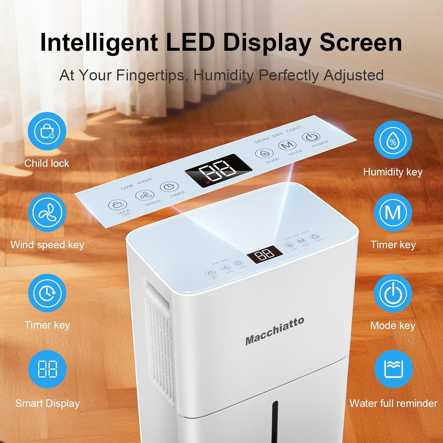 image:imageMacchiatto Dshumidificateur d Air 16LJour limination auto de la Moisissure Absorbeur DHumidit Automatique Schelinge Dshumidificateur Compresseur Portable Minuterie 124H