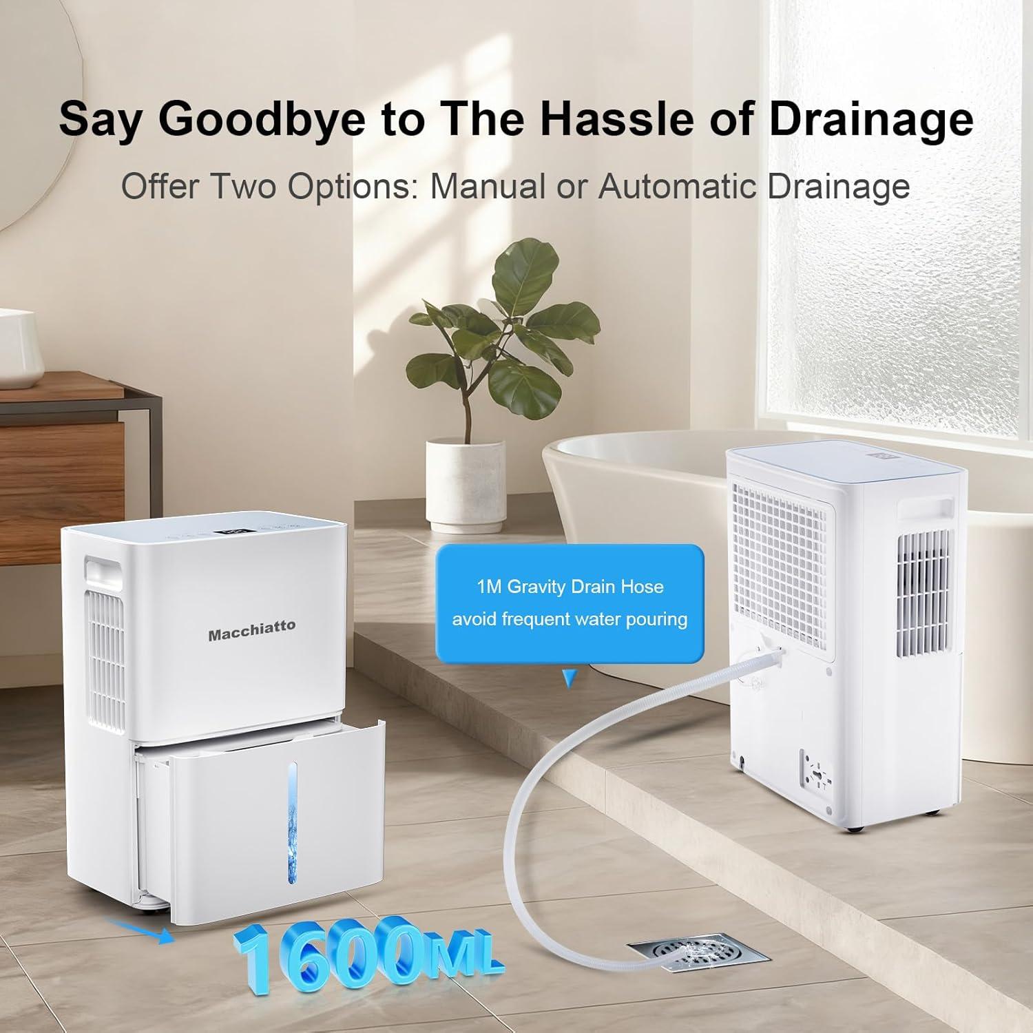 image:imageMacchiatto Dshumidificateur d Air 16LJour limination auto de la Moisissure Absorbeur DHumidit Automatique Schelinge Dshumidificateur Compresseur Portable Minuterie 124H