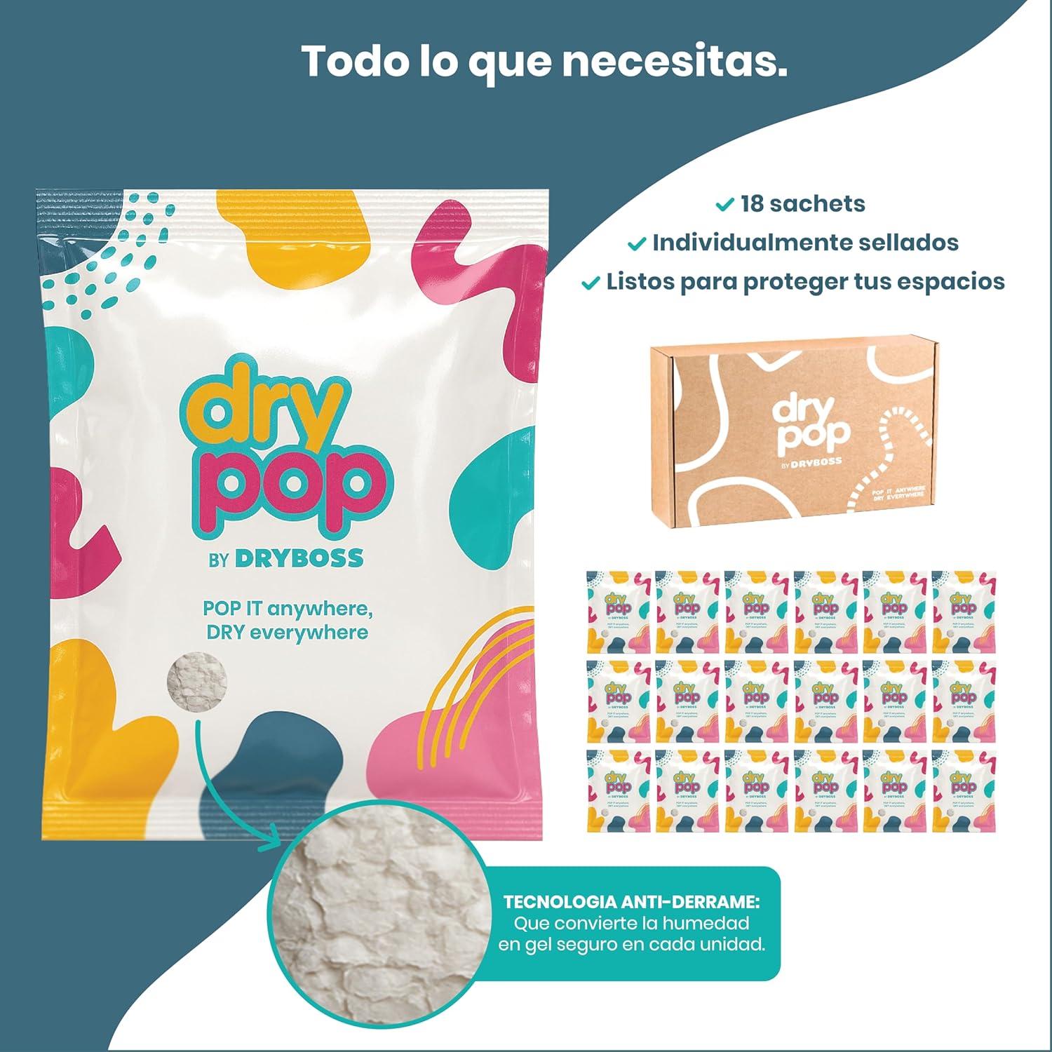 image:imagePack 18 Sachets AntiHumidit Tiroirs Dshumidificateur DRYPOP 20G Absorbeur DHumidit Sr Et Compact Pour Armoires Placards Caves Chambres Salle De Bain Voitures Et Caravanes